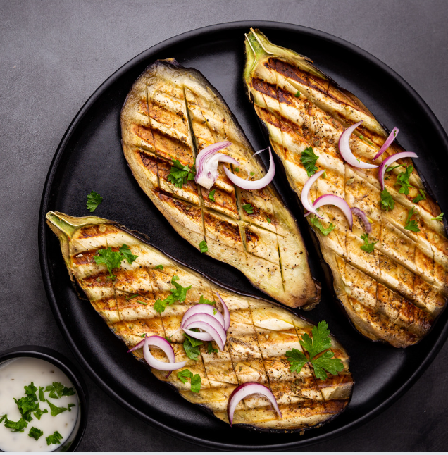 Grilled Eggplant Greek Food made with extra virgin olive oil