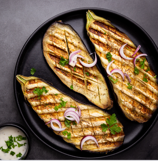 Grilled Eggplant Greek Food made with extra virgin olive oil
