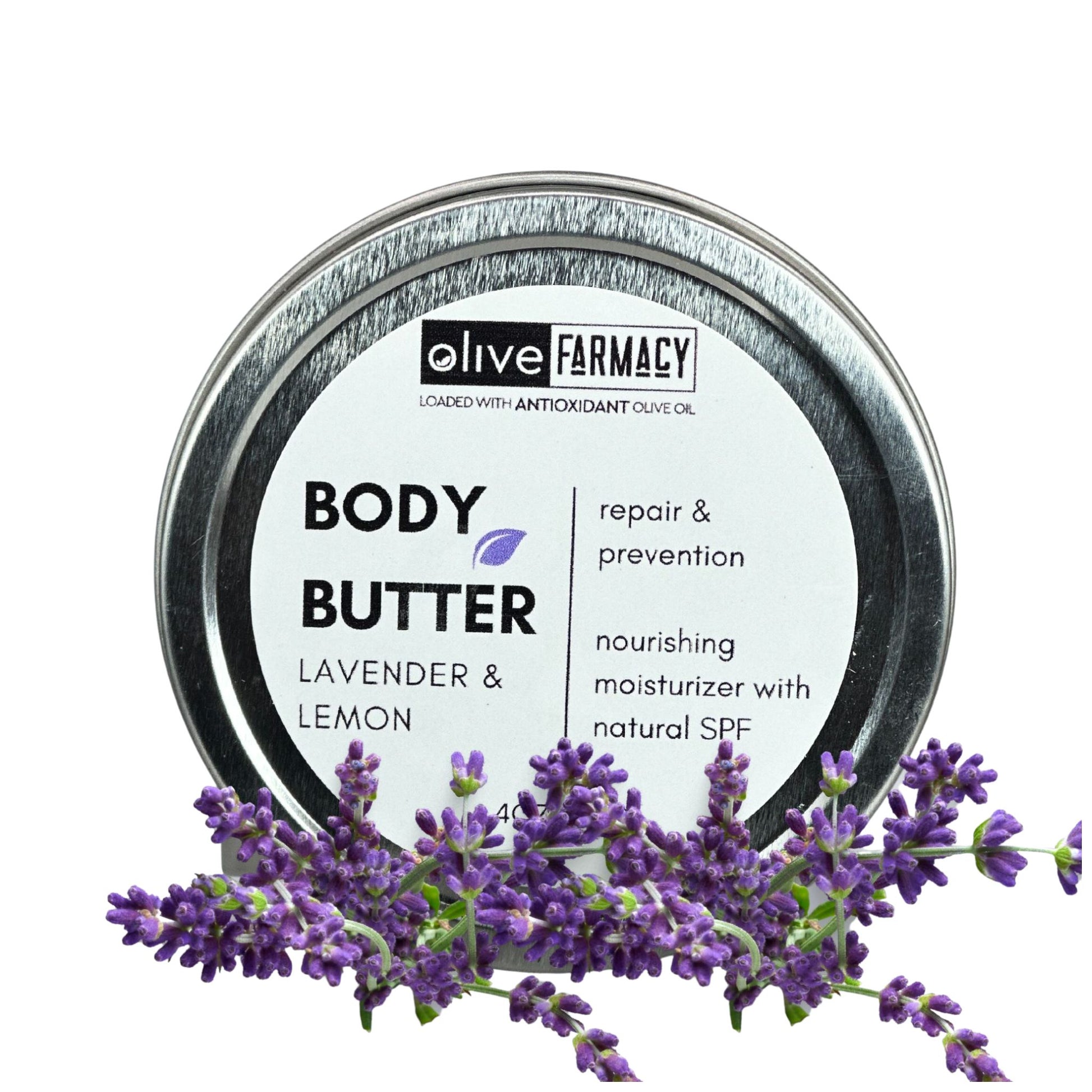 Olive Farmacy Body Butter Lavender made with olive oil 