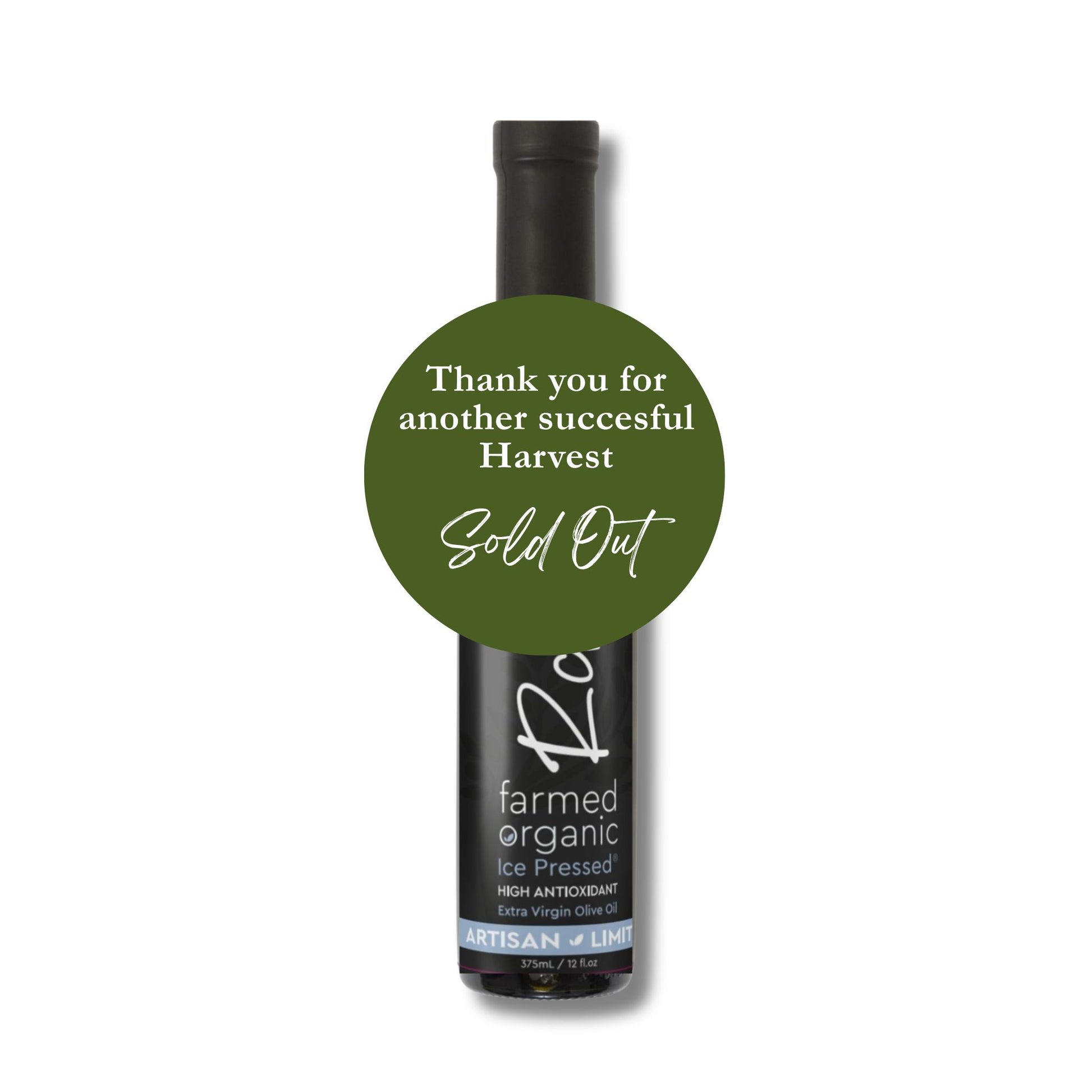Bottle of olive oil with a green label on a white background